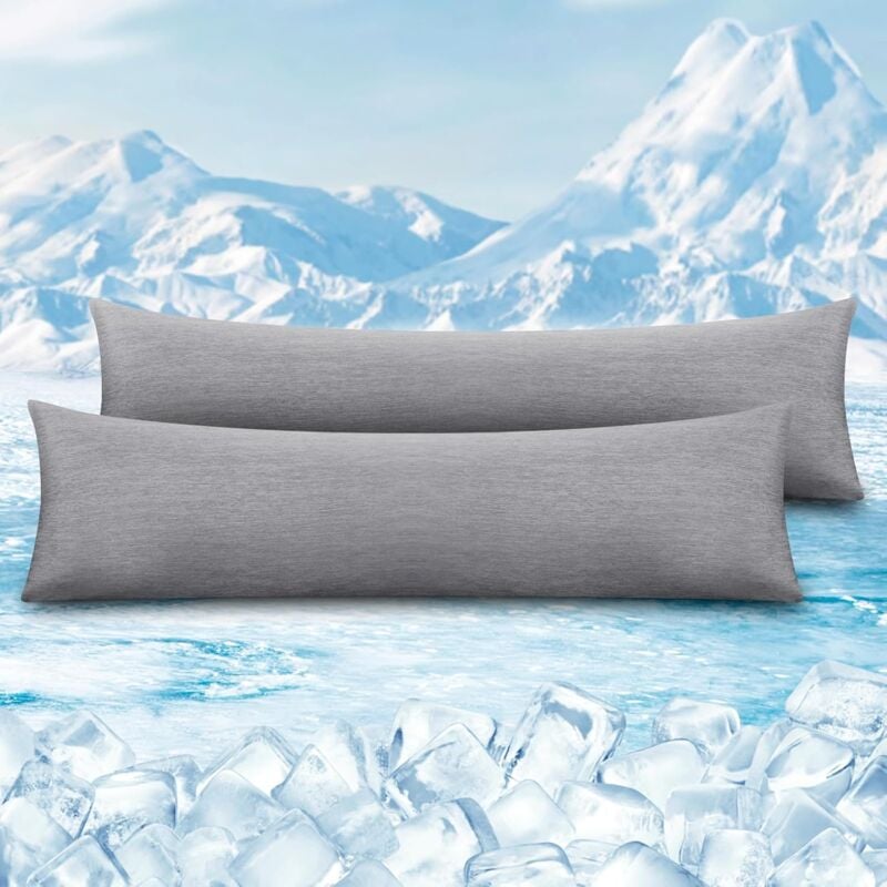 foto del prodotto 2 pezzi coppia federe copricuscino rinfrescanti in lavatrice con zip protezione e comfort 40x145cm grigio woltu