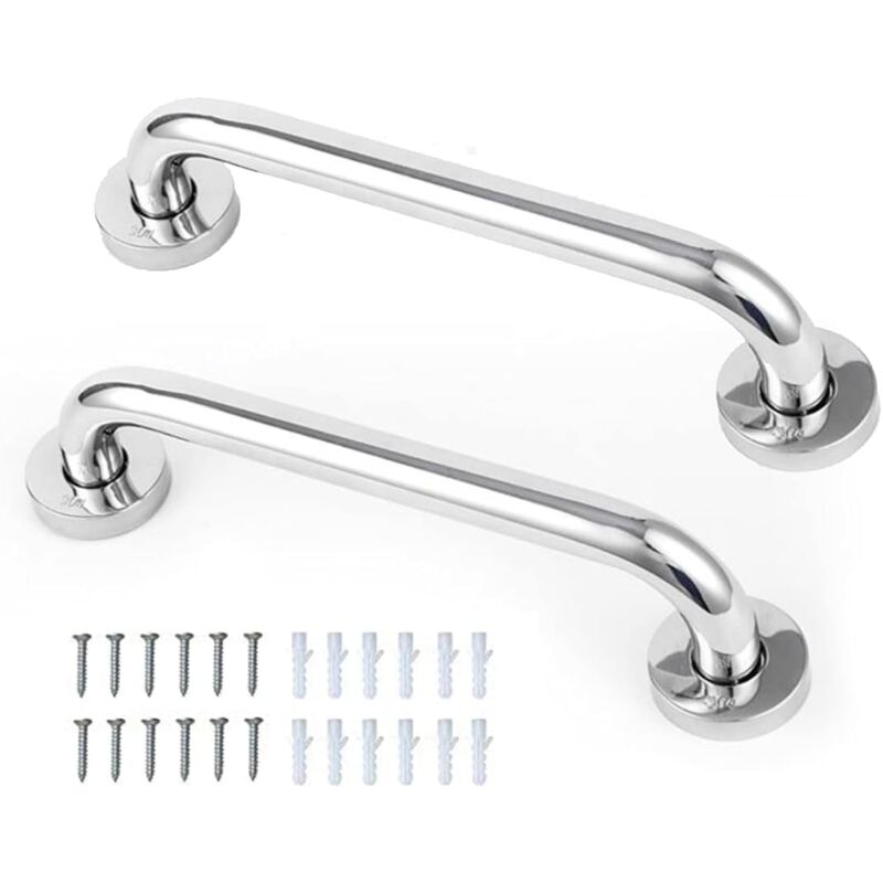 foto del prodotto 2 pezzi corrimano per wc in acciaio inossidabile sus304 corrimano da 30 cm