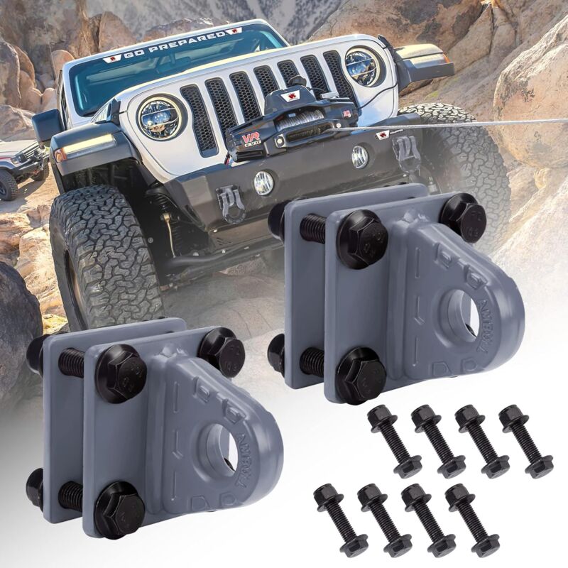 foto del prodotto 2 pezzi d ring shackle con piastra posteriore, 5 tonnellate bullonato u clip mount bumper grillo staffa, grigio