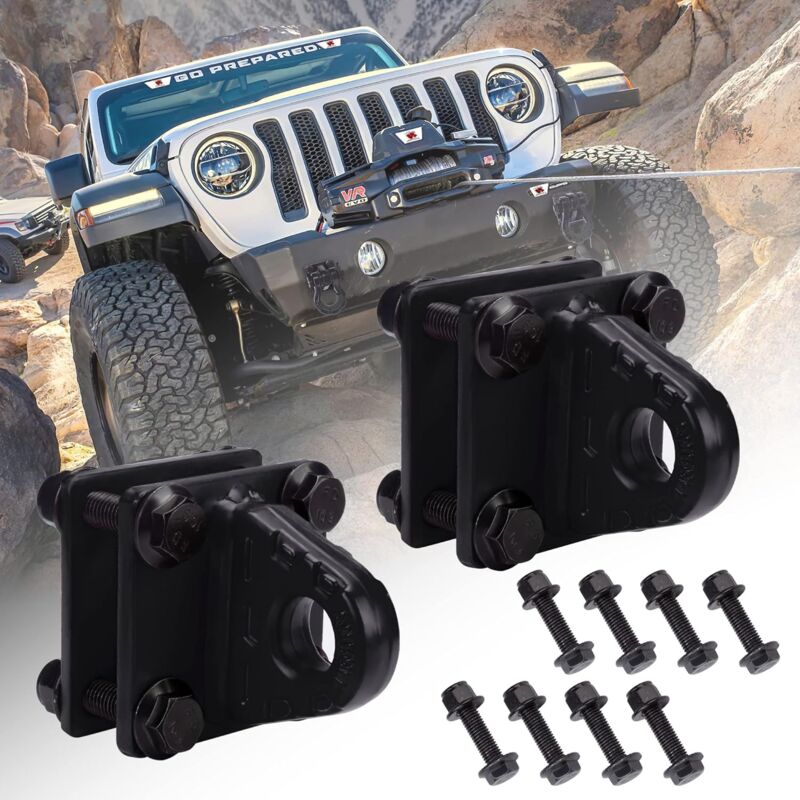 foto del prodotto 2 pezzi d ring shackle con piastra posteriore, 5 tonnellate bullonato u clip mount bumper shackle bracket, nero