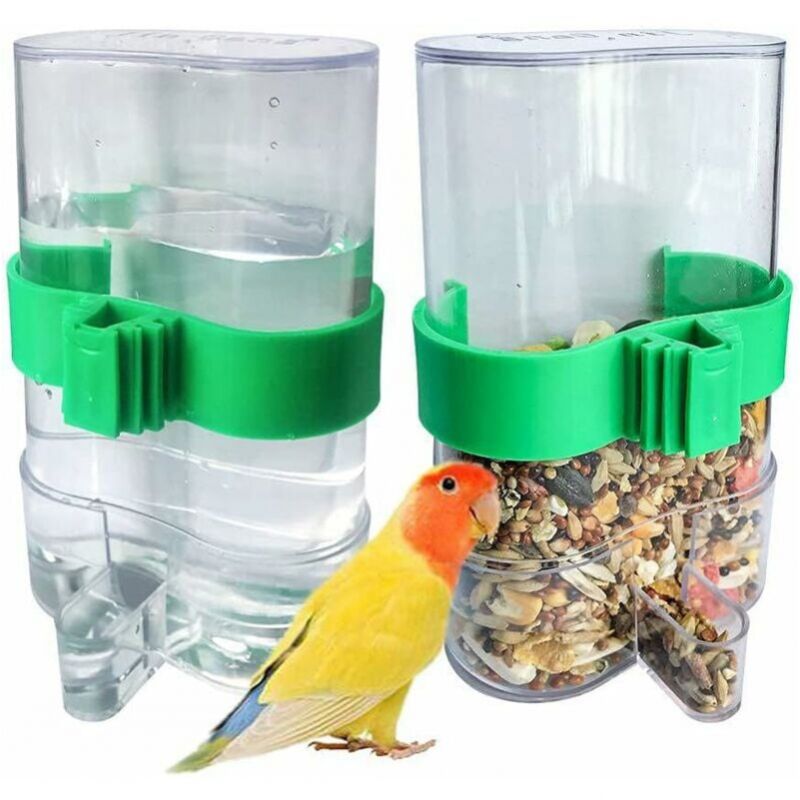 foto del prodotto 2 pezzi di abbeveratoio automatico, abbeveratoio per uccelli, mangiatoia automatica per uccelli, mangiatoia automatica per uccelli, accessori per