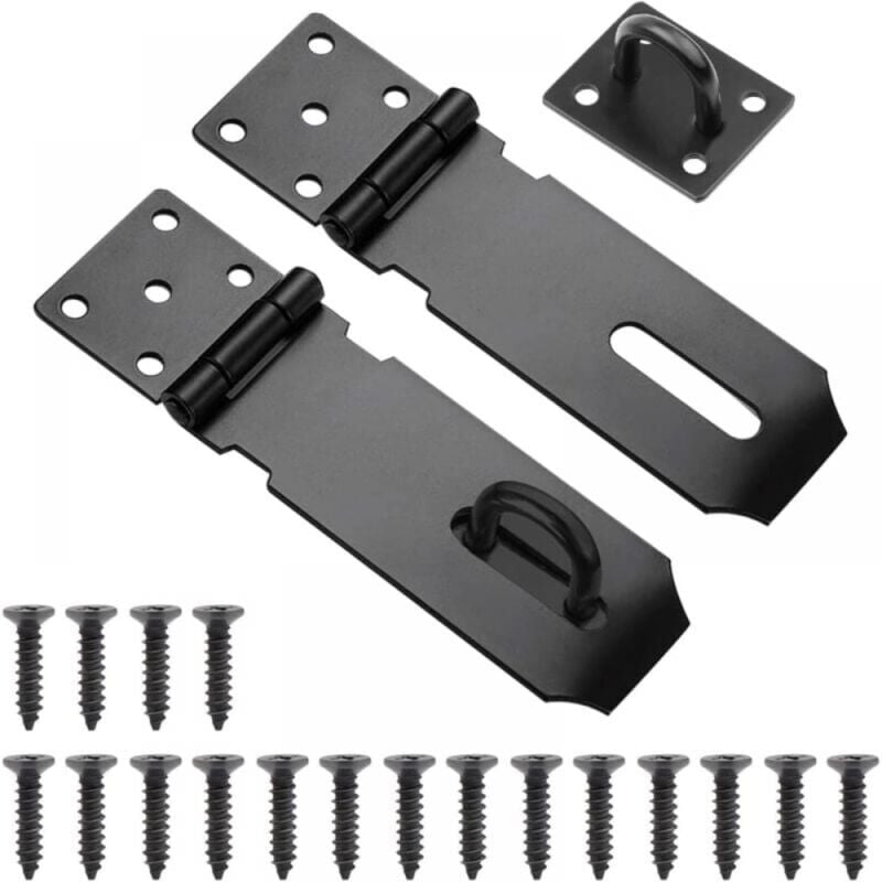foto del prodotto 2 pezzi di chiavistelli per porte esterne, 5 pollici in acciaio inossidabile con viti per serrature di porte di garage e armadi nero