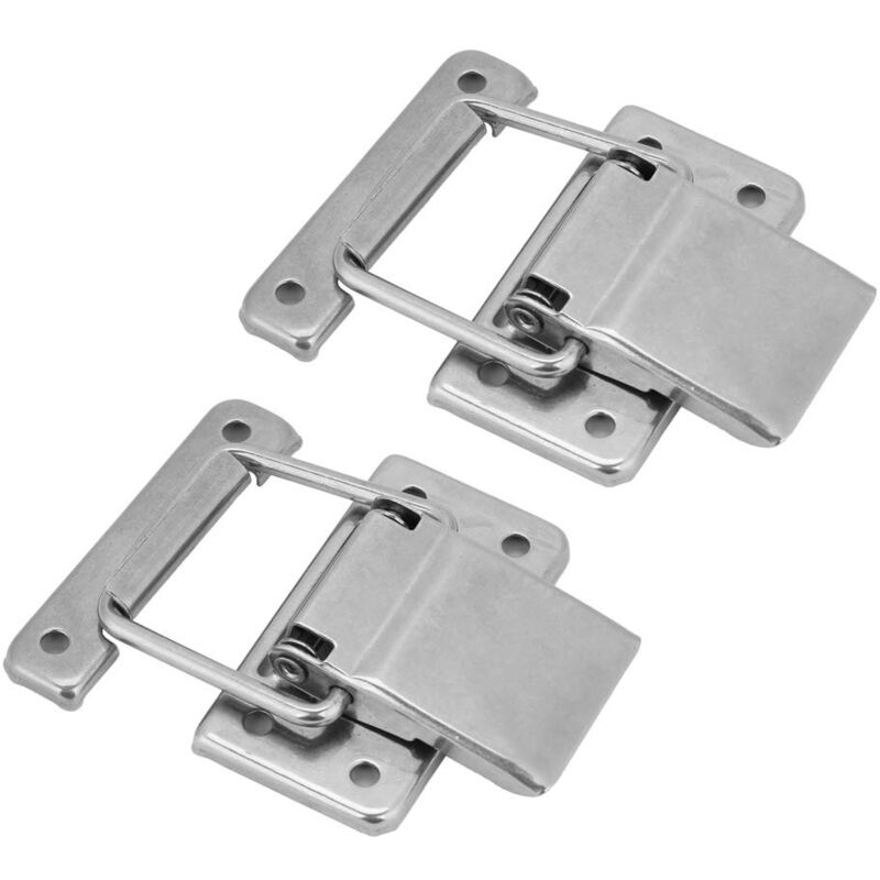 foto del prodotto 2 pezzi di chiusura a scatto per mobiletto, chiusura a leva in acciaio inox, chiusura a leva a molla per mobili, cassetti, armadietti, ferramenta