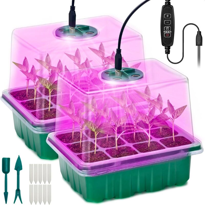 foto del prodotto 2 pezzi di contenitore per la coltivazione di piantine, contenitore per la coltivazione in serra da interno con coperchio e prese d'aria per la