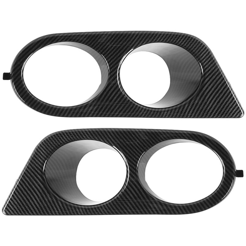 foto del prodotto 2 pezzi di copertura fendinebbia per paraurti anteriore, doppio foro, accessorio per auto adatto per e46 m3 2001 2006, stile fibra di carbonio