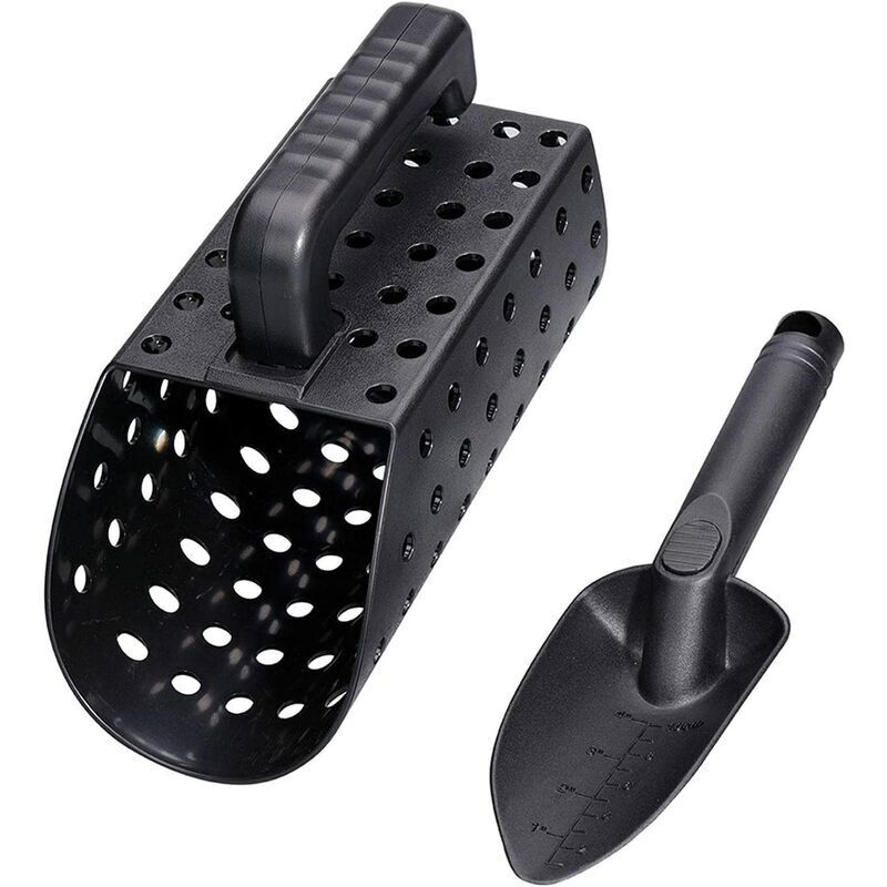 foto del prodotto 2 pezzi di paletta per sabbia con pala, paletta per sabbia da spiaggia, setaccio portatile, strumento professionale per la caccia al tesoro subacqueo