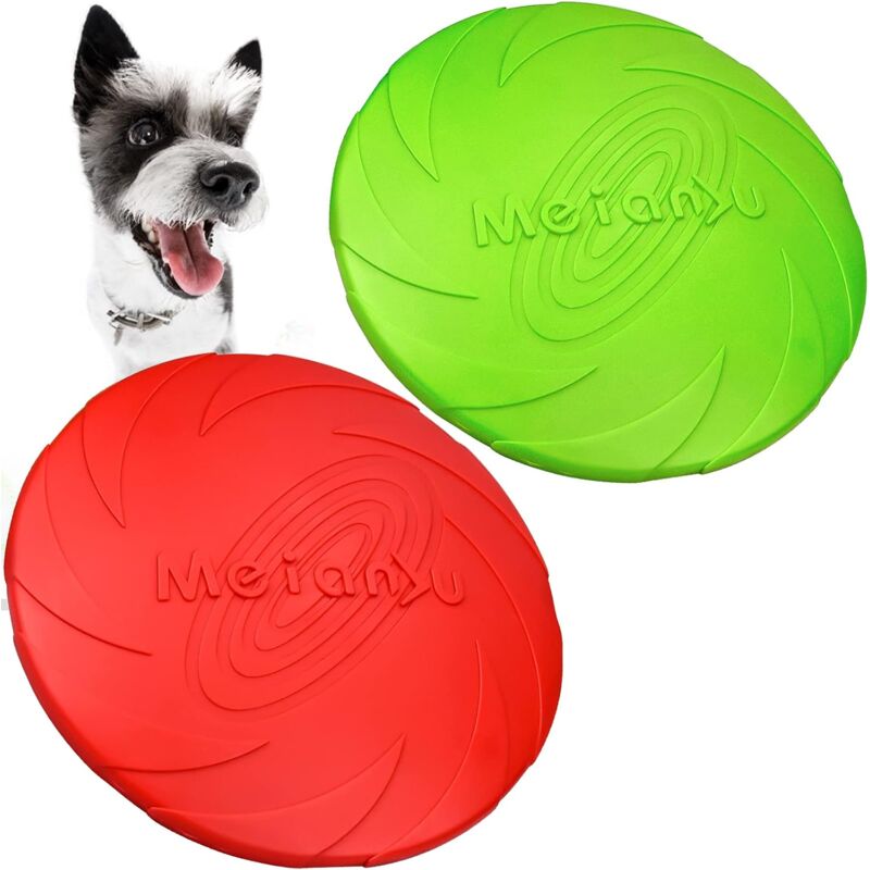 foto del prodotto 2 pezzi dischi per cani frisbee giocattolo per cani piattini galleggianti in gomma disco volante cane guancia per cuccioli cani di piccola taglia