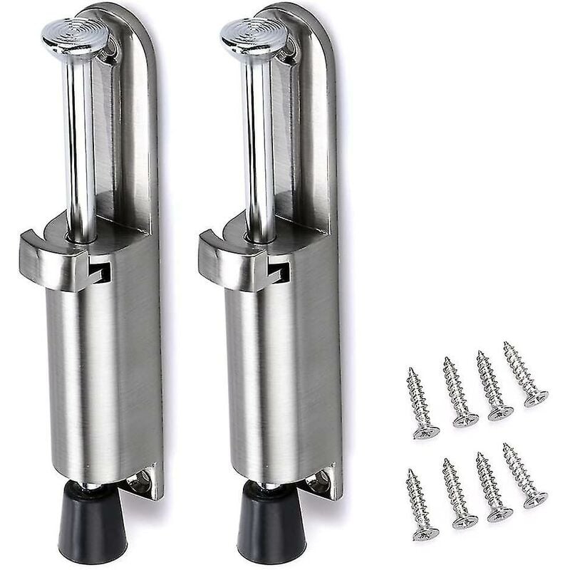 foto del prodotto 2 pezzi fermaporta fermaporta fermaporta in acciaio inox con gomma argento 
