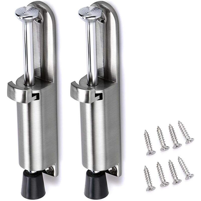 foto del prodotto 2 pezzi fermaporta fermaporta in acciaio inox con gomma argento 