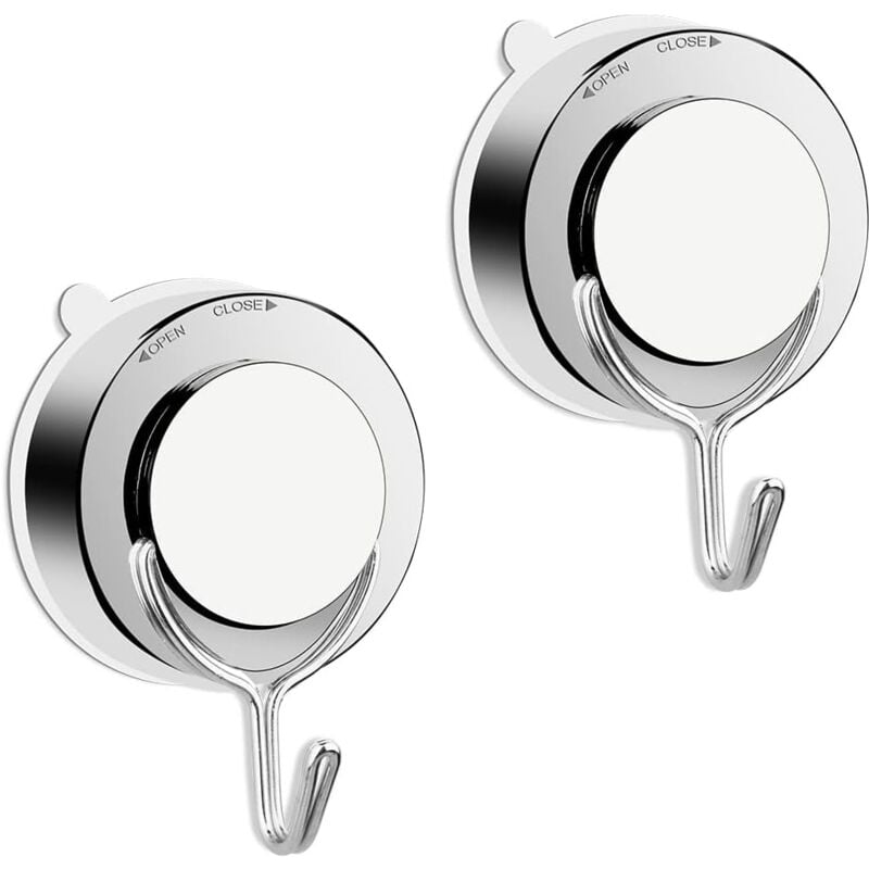 foto del prodotto 2 pezzi gancio a ventosa per bagno, wc, cucina, gancio a parete con ventosa, potente gancio per asciugamani, gancio per doccia in acciaio inossidabile