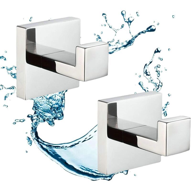 foto del prodotto 2 pezzi gancio per bagno cromato, ganci per cappotti da parete per la casa, ganci per asciugamani da bagno, acciaio inossidabile sus304