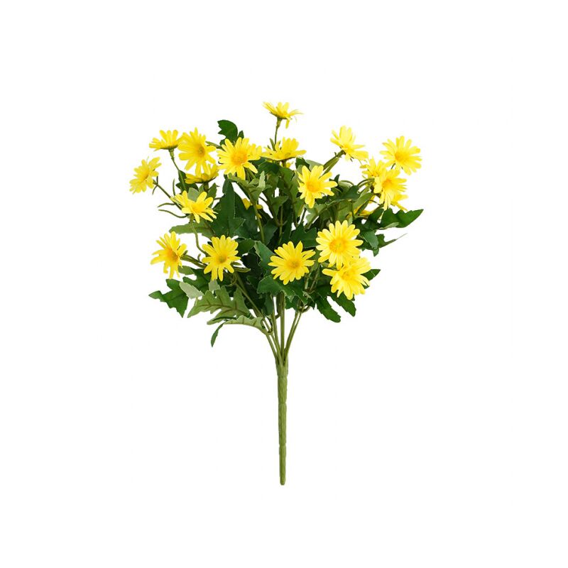 foto del prodotto 2 pezzi giallo fiori artificiali in plastica, resistenti ai raggi uv, senza sbiadimento, per interni ed esterni, finestre, portici, giardini,