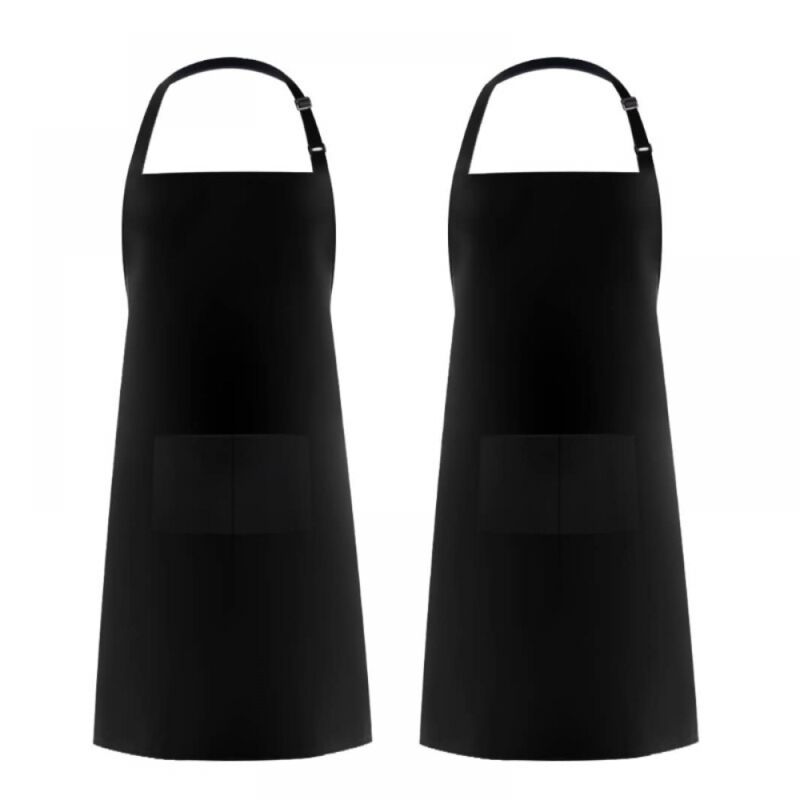 foto del prodotto 2 pezzi grembiuli da cucina neri per uomo e donna, grembiuli da cucina portautensili con 2 tasche per barbecue, grembiule da giardinaggio regolabile