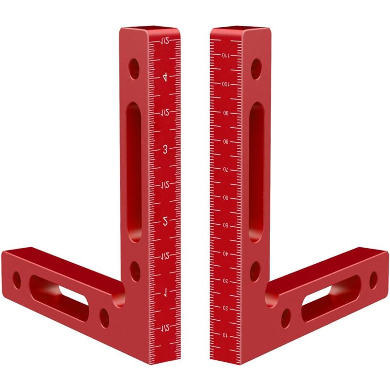 foto del prodotto 2 pezzi in alluminio 90 gradi posizionamento squadra, 12 cm x 12 cm lavorazione del legno angolo retto clip strumenti lavorazione del legno per