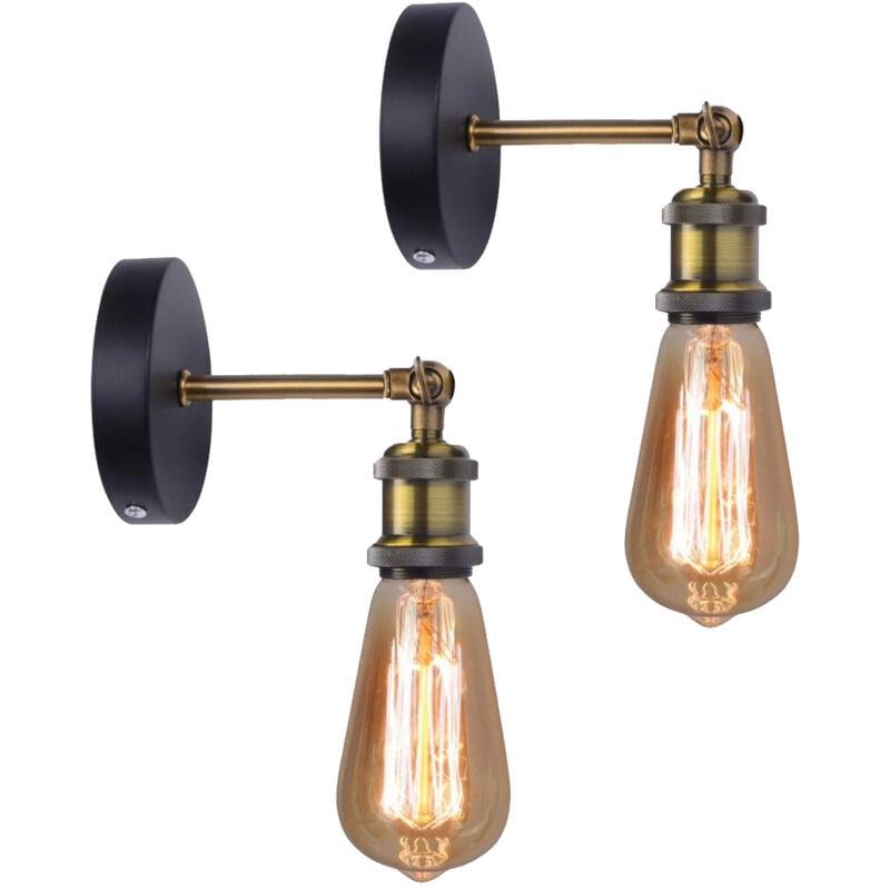 foto del prodotto 2 pezzi lampada da parete vintage industriale applique da parete metallo regolabile 180 lampada a muro interno per soggiorno cucina ristorante
