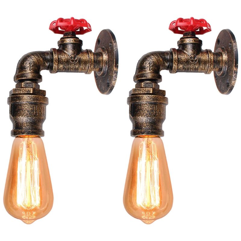 foto del prodotto 2 pezzi lampada da parete vintage industriale applique da parete tubo dell acqua lampada a muro ferro per ristorante caff barra camera da letto