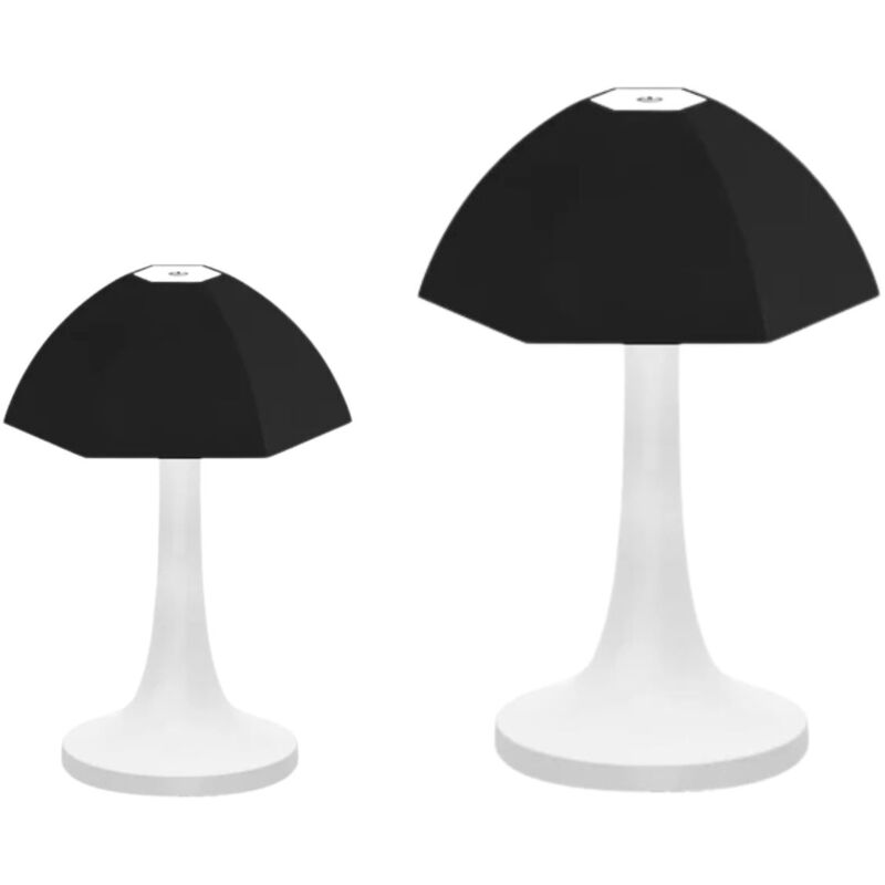 foto del prodotto 2 pezzi lampada tavolo fungo touch ricaricabile calda fredda naturale nero