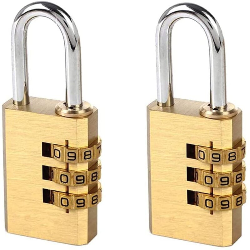 foto del prodotto 2 pezzi lucchetti a combinazione 3 cifre altezza anello 20mm per valigia zaino armadietto