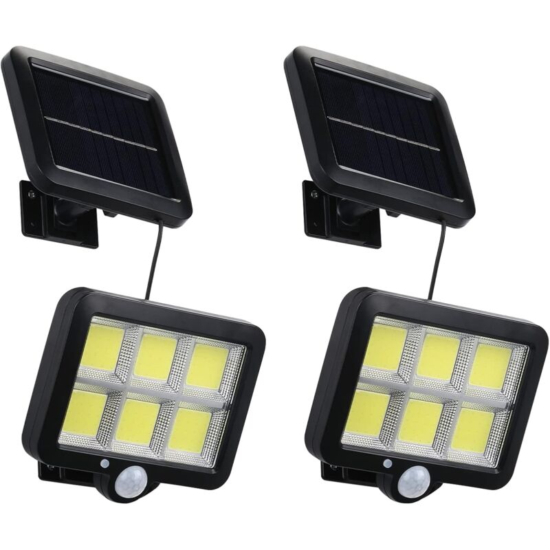 foto del prodotto 2 pezzi luce solare esterna con sensore di movimento 120 led ip65 impermeabile con cavo da 5 m 3 modalit giardino