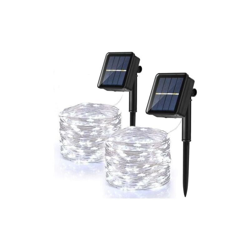 foto del prodotto 2 pezzi luci solari a catena per esterni, 120 led luci solari a catena impermeabili 12 m 8 modalit luci a catena in filo di rame per giardino patio