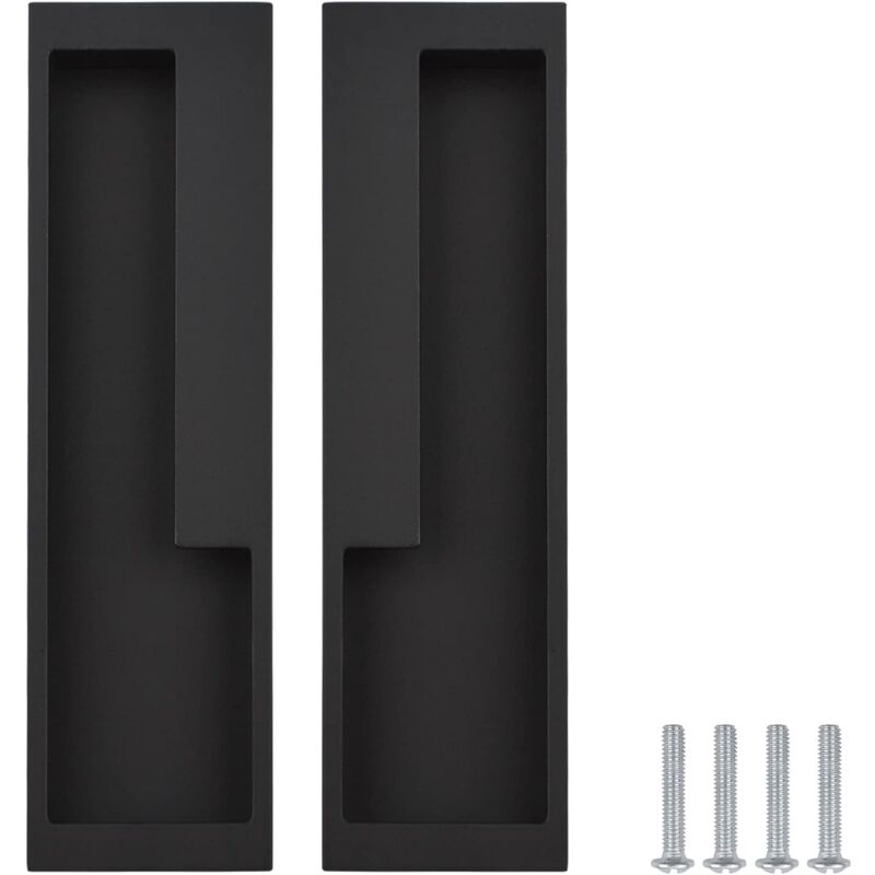 foto del prodotto 2 pezzi maniglia per armadio invisibile maniglie per porte scorrevoli incasso con viti nero 192mm