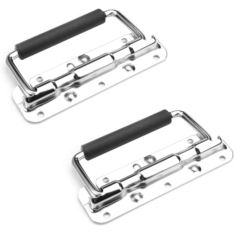 foto del prodotto 2 pezzi maniglia per baule, maniglia per cassa da 140 mm, maniglie per casse pieghevoli, maniglia per scatola di prova, maniglie pieghevoli a molla