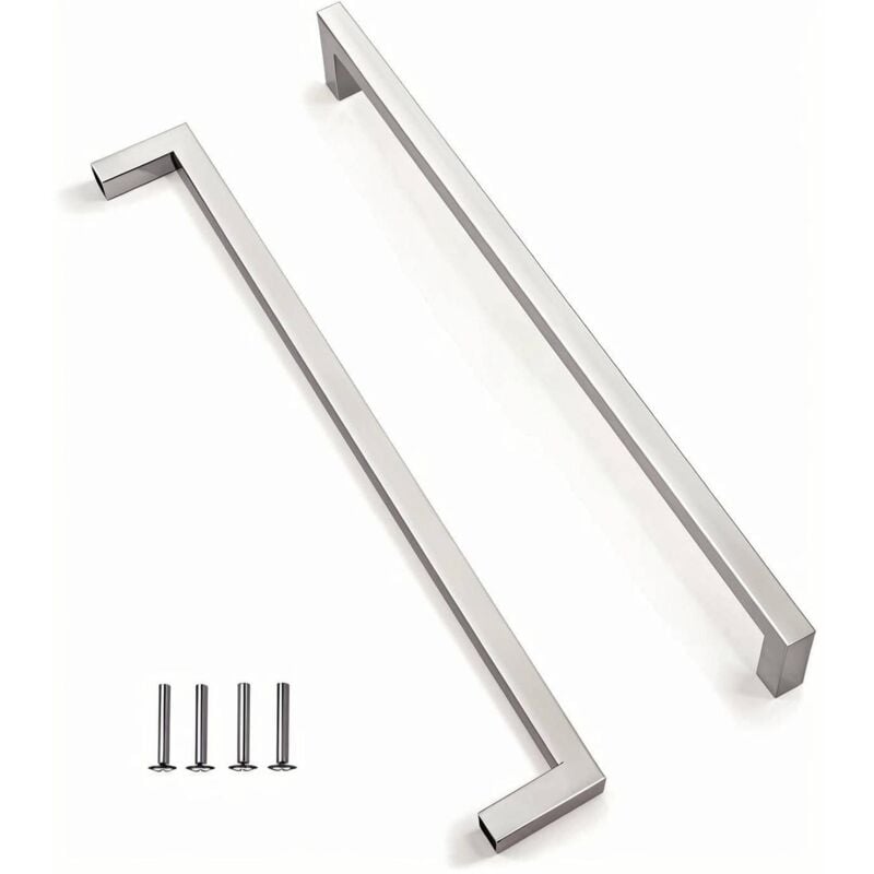 foto del prodotto 2 pezzi maniglia per mobili, in acciaio inox, per ante di mobili da cucina, cassetti, mobili da camera, distanza dal centro 320 mm, argento, con viti