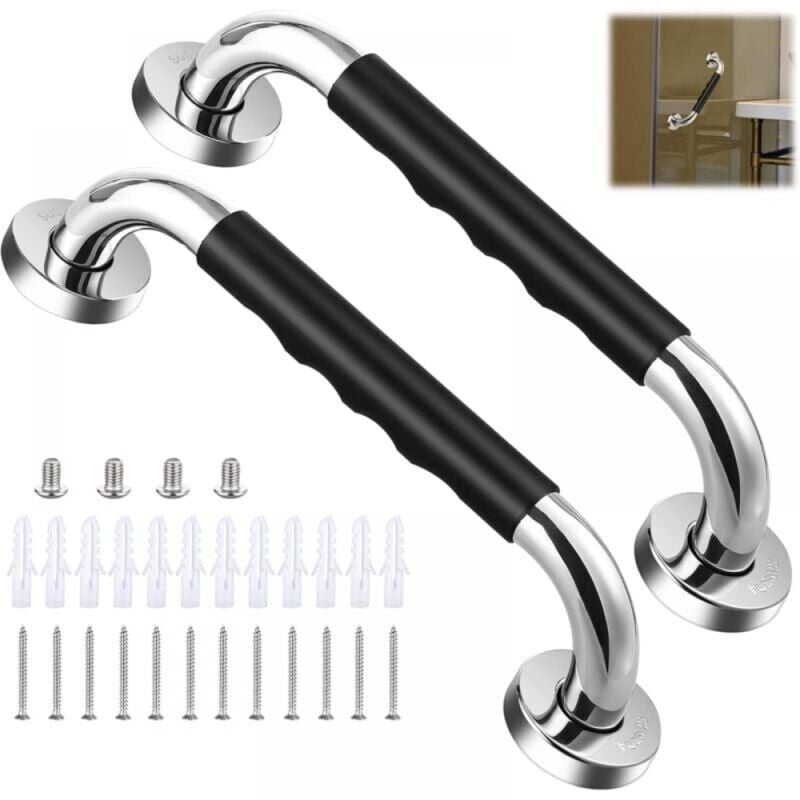 foto del prodotto 2 pezzi maniglia per vasca da bagno, barra di sostegno antiscivolo da 30 cm, maniglia per doccia a parete in acciaio inossidabile per