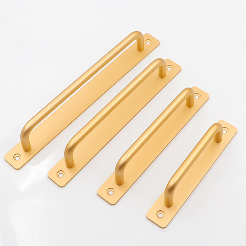 foto del prodotto 2 pezzi maniglia porota scororevole, maniglione per porota in alluminio per armadi da cucina camera da letto, oro - 192mm