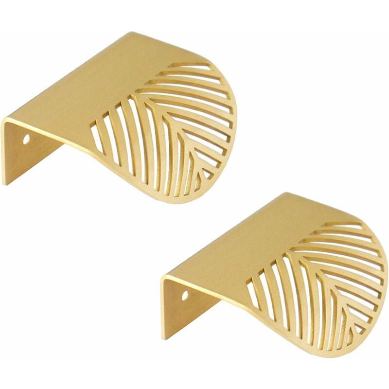 foto del prodotto 2 pezzi maniglie per cassetti da cucina di casa maniglia per porta da cucina a forma di foglia d oro di alta qualit per camera da letto bagno cucina