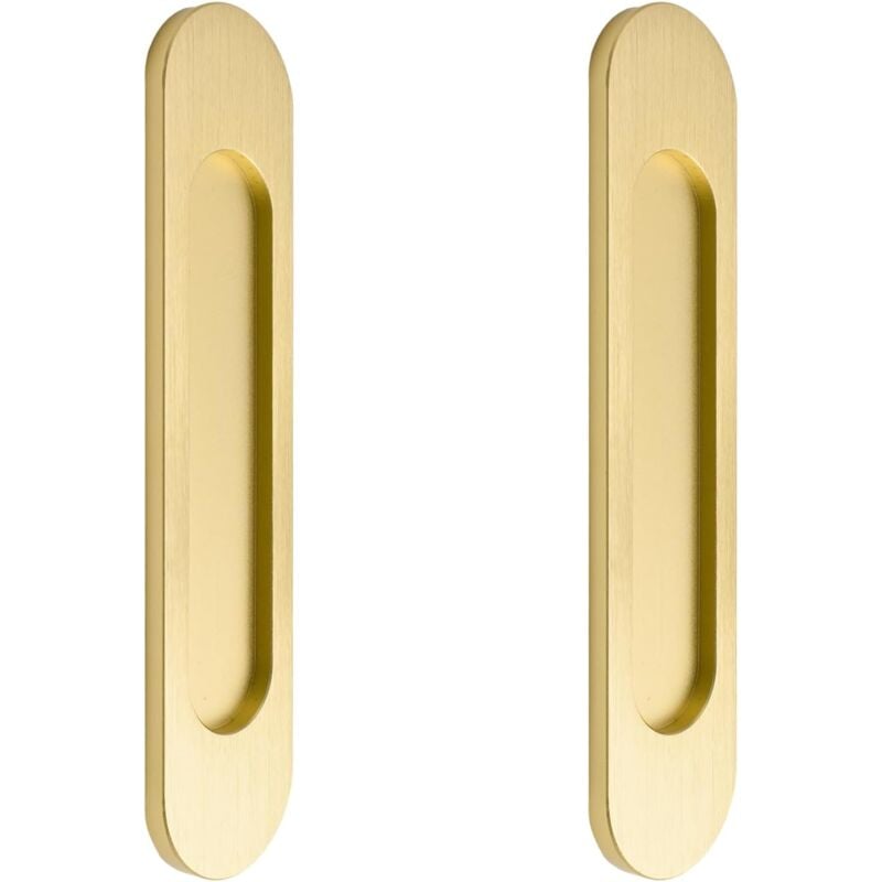 foto del prodotto 2 pezzi maniglie per mobili, tiranti ovali per porte scorrevoli autoadesive ,maniglia adesiva in lega di alluminio per mobili, armadi, finestre - 180 mm oro