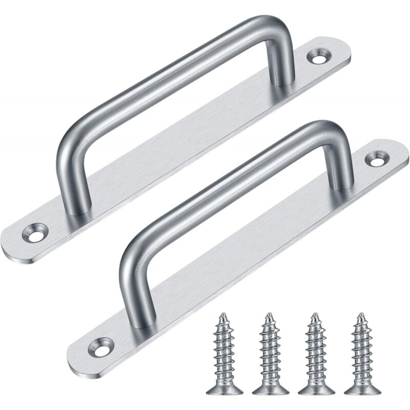 foto del prodotto 2 pezzi maniglie per porte da fienile resistenti, maniglie per porte scorrevoli in acciaio, maniglie per porte in ghisa argentata, maniglie per porte
