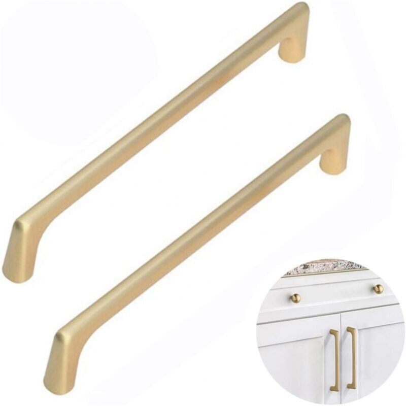 foto del prodotto 2 pezzi maniglie per porte dei cassetti della cucina in ottone spazzolato, maniglie per porte dei mobili per cucina, camera da letto, guardaroba,