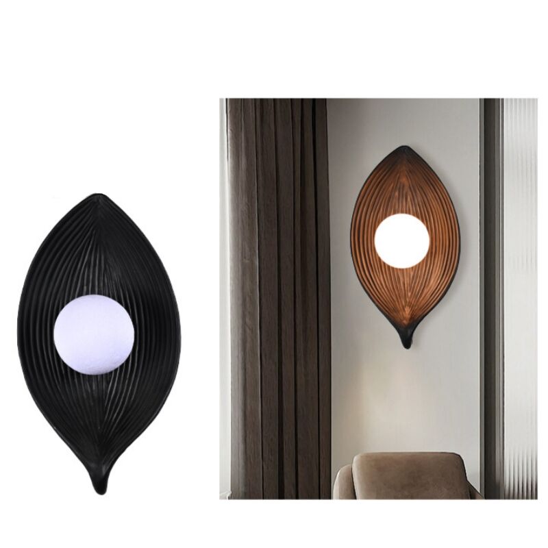 foto del prodotto 2 pezzi moderna applique da parete creativa lampada da parete a forma di foglia nero per ufficio corridoio soggiorno