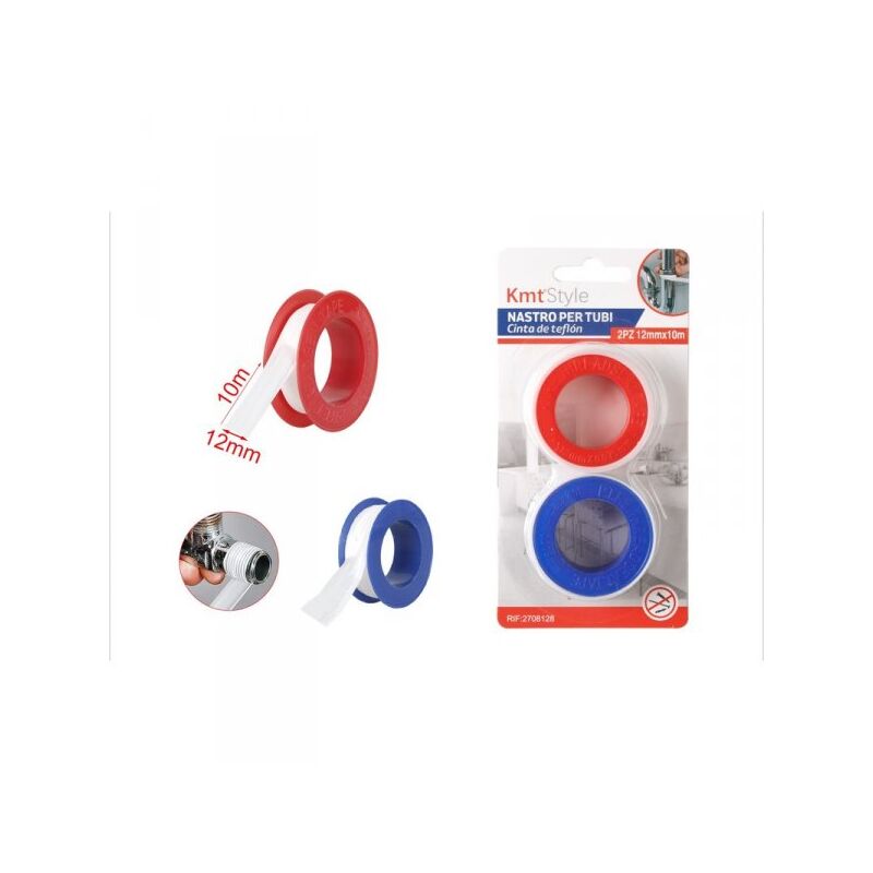 foto del prodotto 2 pezzi nastro in teflon sigillante per filettatura ptfe 12mm x 10mt per riparazioni idrauliche