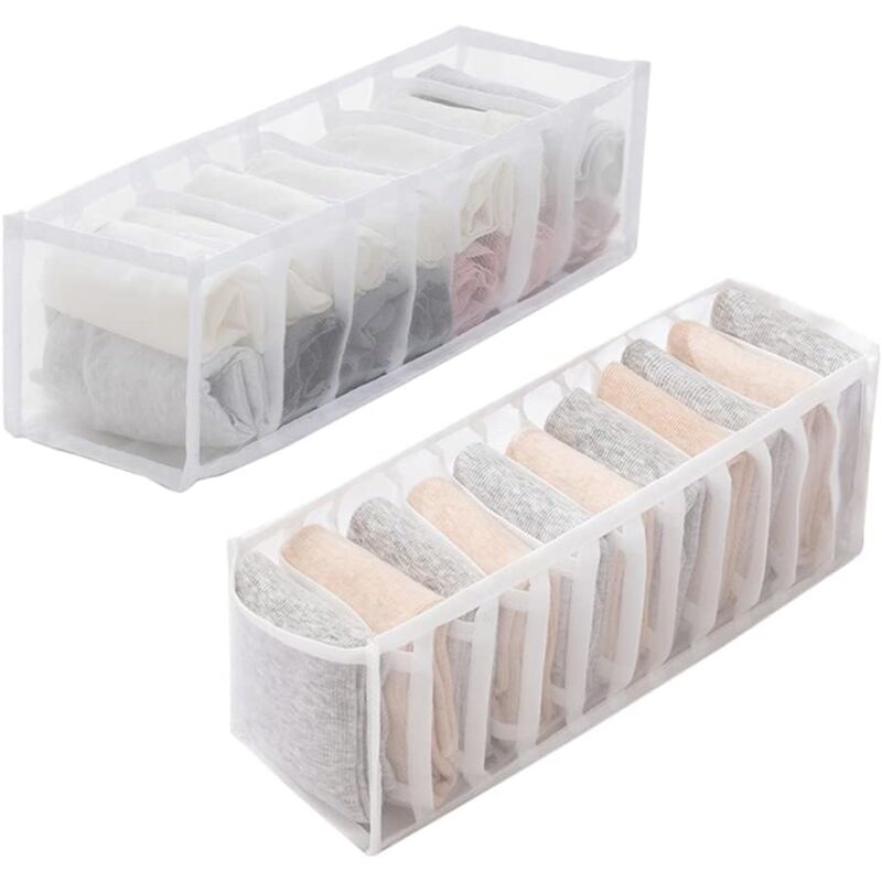 foto del prodotto 2 pezzi organizer per cassetti pieghevoli, cassetti per calzini, biancheria intima, vestiti per bambini, cravatte bianco 