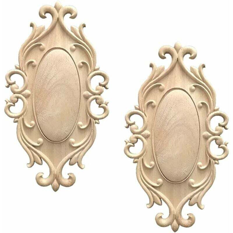foto del prodotto 2 pezzi ovali in legno non verniciato modanatura decorativa decalcomania per intaglio del legno per la decorazione di mobili da cucina readcly