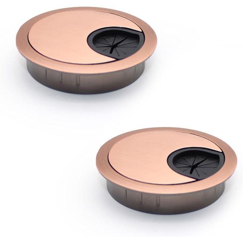 foto del prodotto 2 pezzi passacavo in metallo per scrivania passacavo per presa di gestione cavi, cavi rotondi incassati in oro di lusso - gestione cavi per tavolo