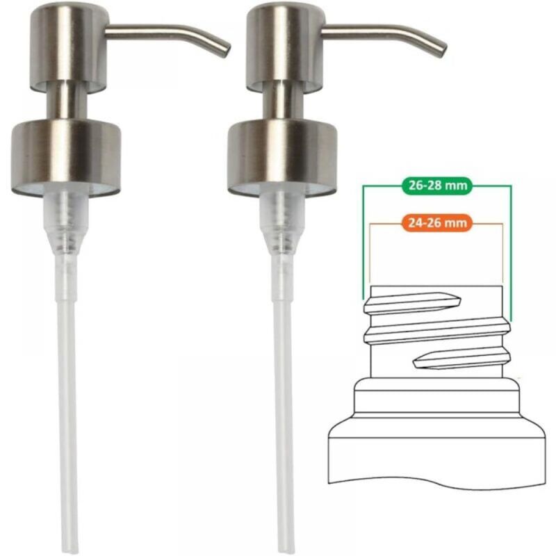 foto del prodotto 2 pezzi pompa di ricambio da 28 mm per distributore di sapone liquido acciaio inossidabile, finitura spazzolata acciaio inossidabile