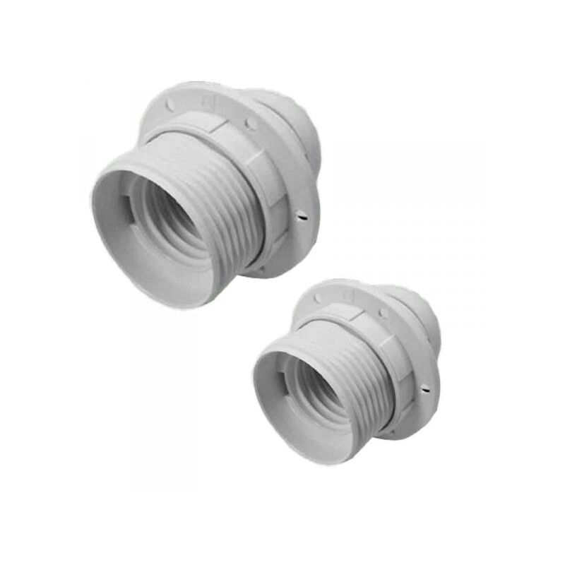 foto del prodotto 2 pezzi portalampade e27, portalampada in termoplastico bianco con ghiera