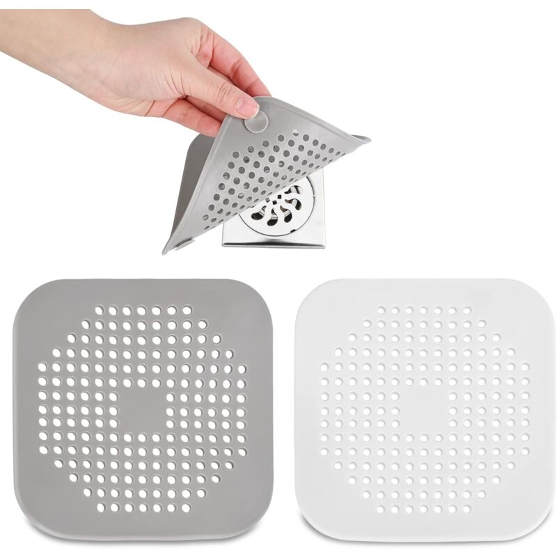 foto del prodotto 2 pezzi protettore di fogna in silicone, filtro per lavello con ventosa, filtro di copertura della fogna della vasca da bagno, filtro