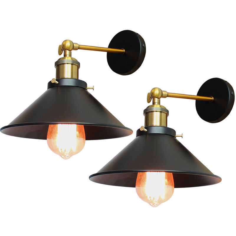 foto del prodotto 2 pezzi retr lampada da parete per interni industriale ferro lampada da soffitto per camera da letto, cucina, corridoio nero