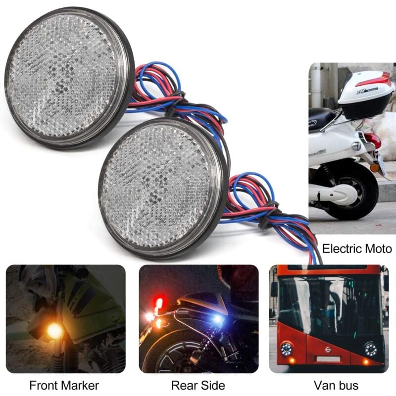 foto del prodotto 2 pezzi riflettore led per moto, luci universali per rimorchi a led 12 v fanale posteriore per rimorchio luce di ingombro a led per moto riflettore