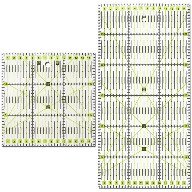 foto del prodotto 2 pezzi righello da cucito patchwork 30 cm x 15 righello da cucito universale trasparente con graduazioni in cm e indicazioni degli angoli per la