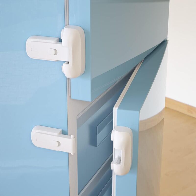 foto del prodotto 2 pezzi serratura di sicurezza per frigo per bambini, serratura per porta del frigo congelatore a prova di bambino, chiusura a scatto di sicurezza
