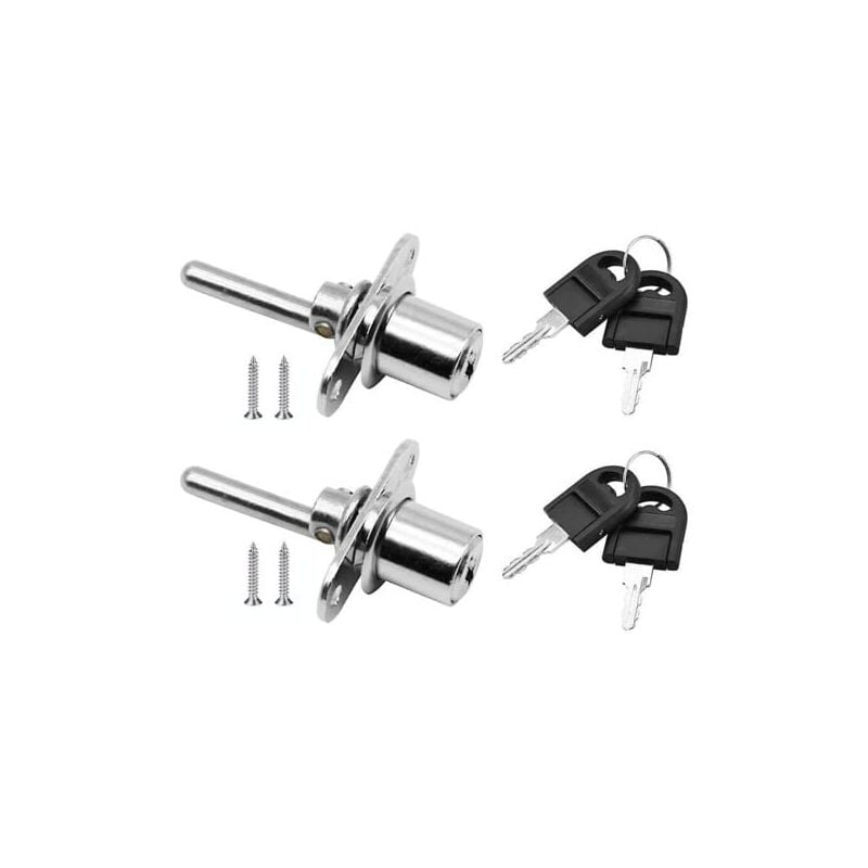 foto del prodotto 2 pezzi serratura per porta cassetto con chiave per mobili serratura a pistone, diametro 16 mm, lunghezza 61 mm argento 