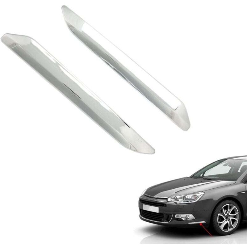 foto del prodotto 2 pezzi strisce paraurti anteriore sinistra destra antigraffio cromate argento di ricambio per citroen c5 x7 2007 2015 ej.life