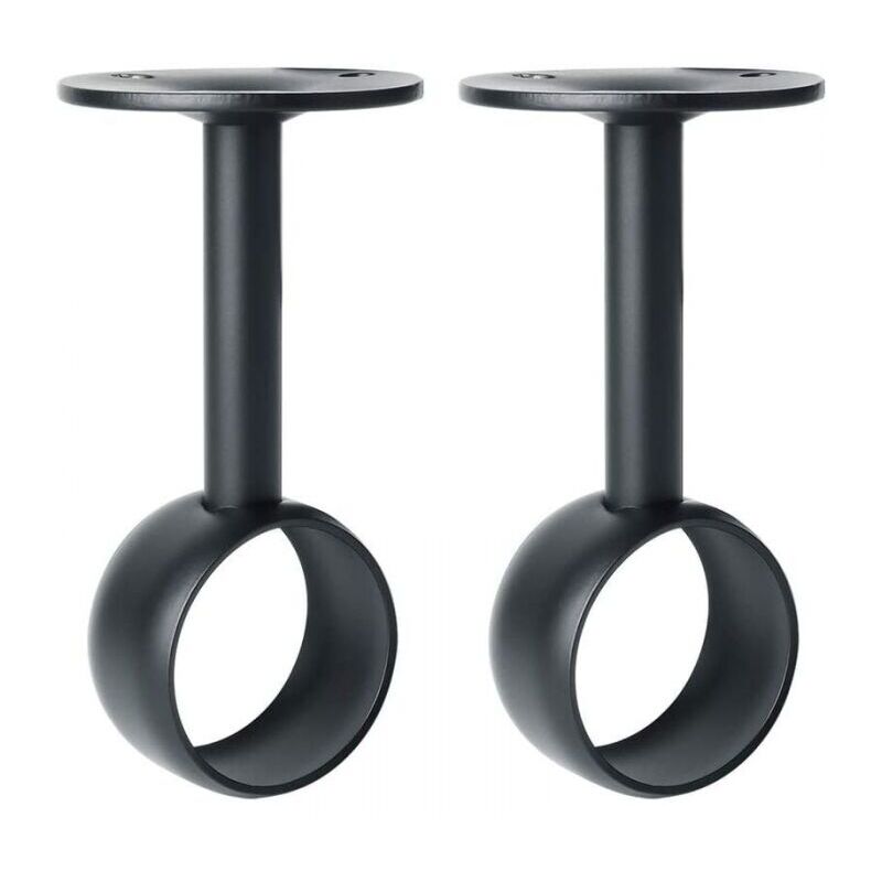 foto del prodotto 2 pezzi supporto per asta per tenda supporto per asta per armadio con viti supporto per soffitto per tenda e armadio, acciaio inossidabile nero