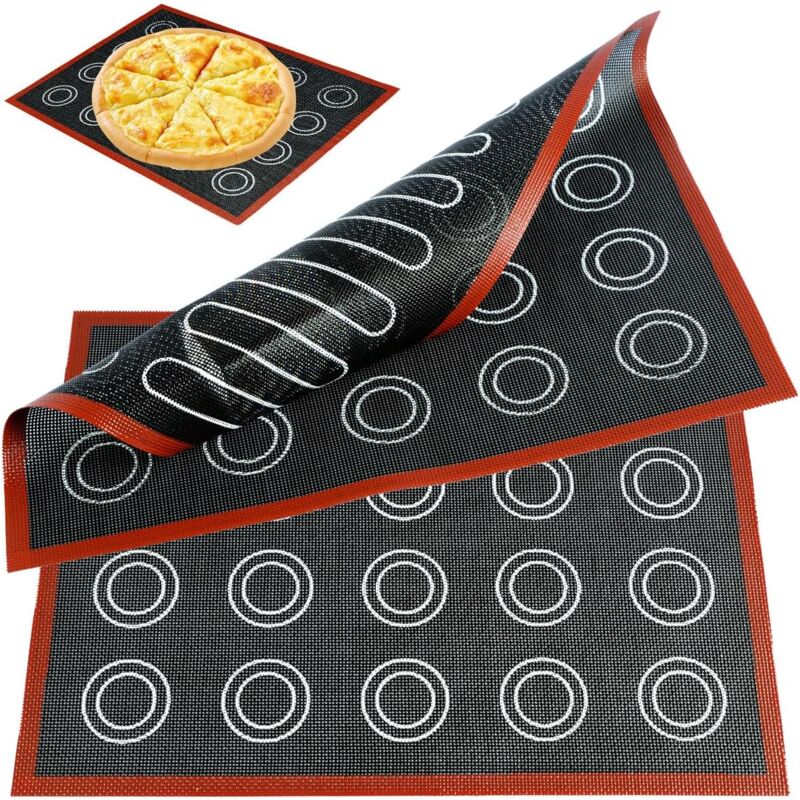 foto del prodotto 2 pezzi tappetini in silicone per macaron 40 x 30 cm tappetino da forno in silicone per macaron super spesso e riutilizzabile tappetino da forno in