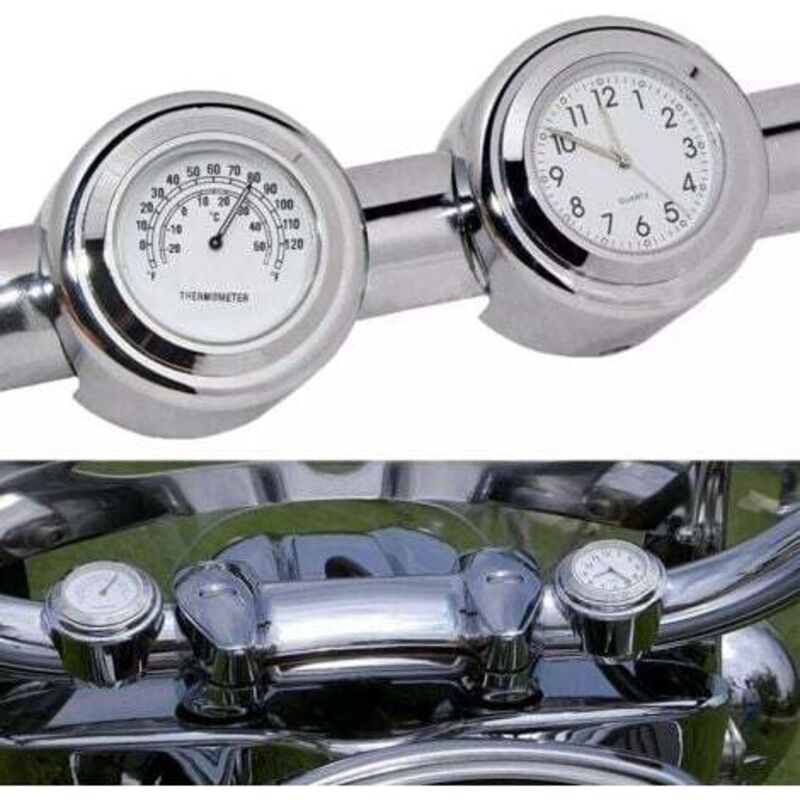 foto del prodotto 2 pezzi tempo di sbiancamento temperatura di sbiancamento orologio da moto con termometro per motocicletta, quadrante da 22 25 mm, montaggio su